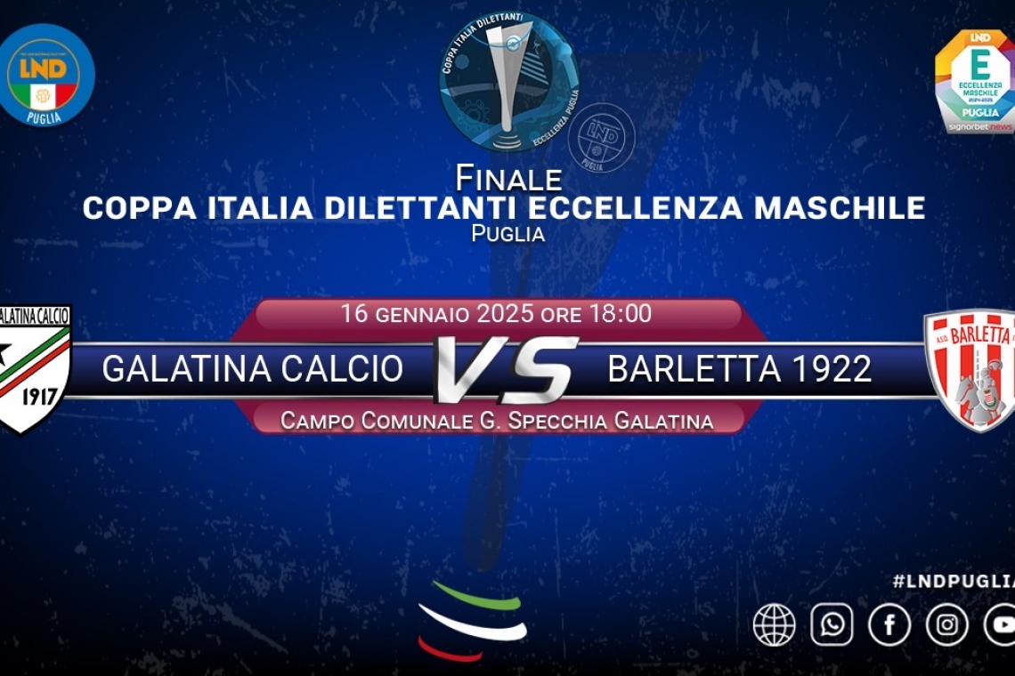 Finale Coppa Italia di Eccellenza: tutto pronto per la gara di andata tra Galatina e Barletta