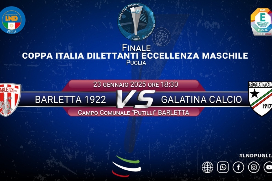 Il giorno della verità è finalmente arrivato: la Finale di ritorno della Coppa Italia di Eccellenza è oggi a Barletta